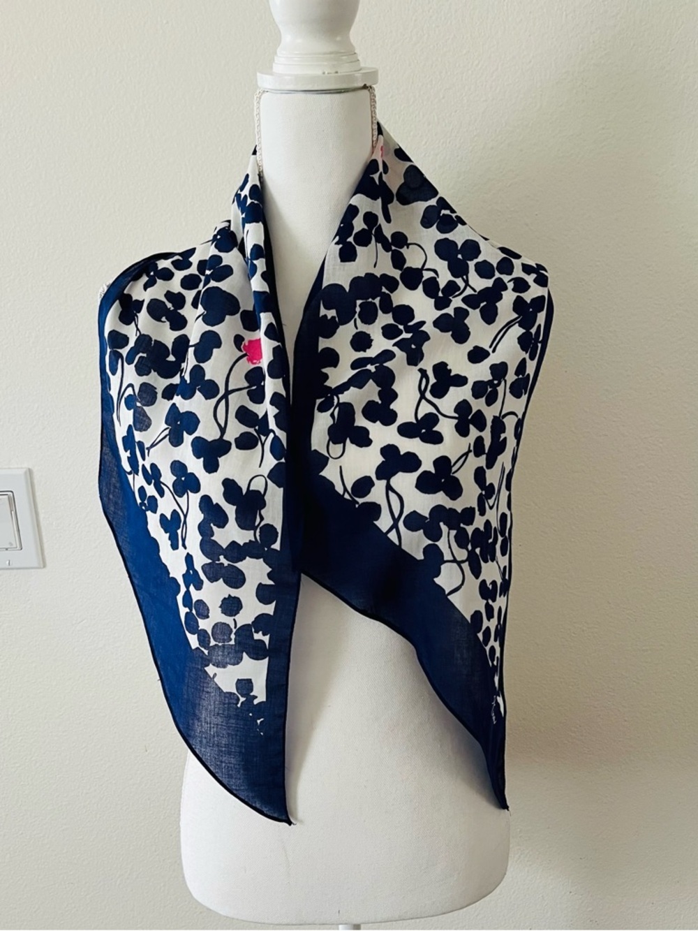 Navy & White Floral Scarf 9/49 inches